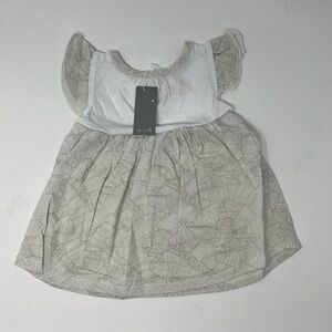 Miki Miette Dress High Tea White With Blue Foliage Bodice Girls 3 Month | NWT
